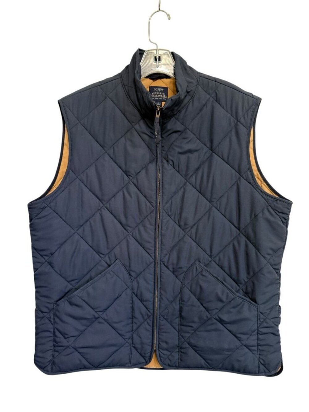 J CREW Vest Men's Large Navy Walker Quilted Full Zip Authentic Outerwear Jacket